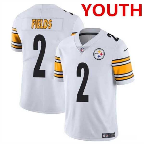 Youth Pittsburgh Steelers #2 Justin Fields White Vapor Untouchable Limited Football Stitched Jersey Dzhi->->Youth Jersey